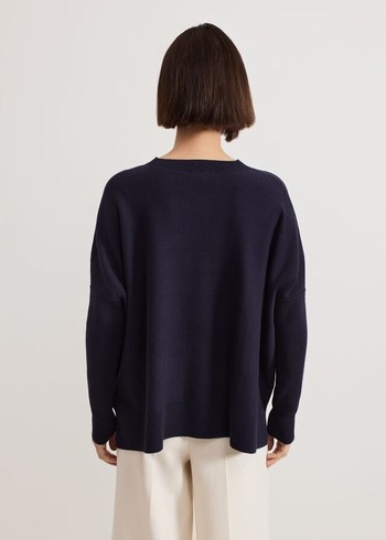 Phase Eight Kara Square Boxy Knitwear Navy USA | 4231097-JX